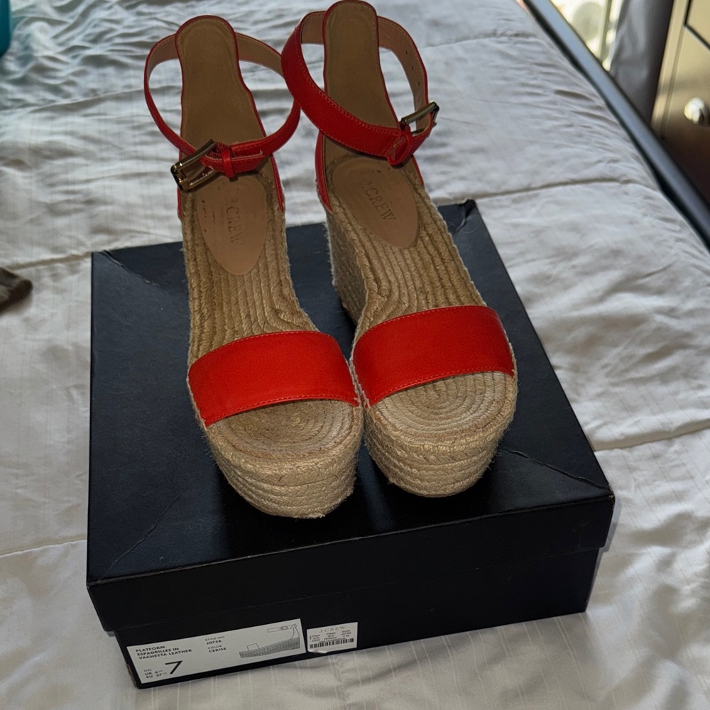 J. Crew Red Wedge Sandals